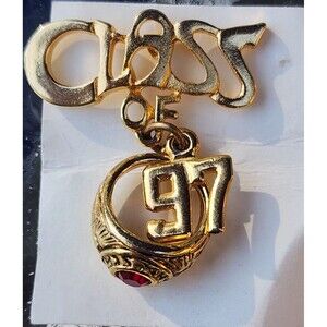 Vtg Class Of 1997 Graduation Ring Lapel Push Back Pin.